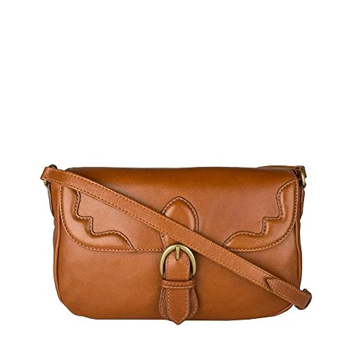 suitcase with a sleek, modern aesthetic-suitcase for tidy packing-Hidesign Women'S Hemlock Leather Cross-Body Bag, Tan