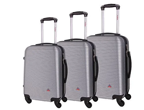 suitcase with luxurious satin lining-suitcase packing for getaways-Inusa Royal Collection 3-Piece Lightweight Hardside Spinner Luggage Set Silver