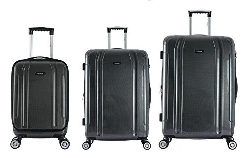 suitcase with a self-locking handle mechanism-suitcase repair hacks-Inusa Southworld Lightweight Hardside Spinner Set Dark Gray Carbon/3 Pieces