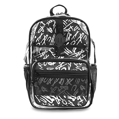 waterproof backpack for everyday use -Lightweight backpack for adventures-J World New York Boys' Clear Transparent Backpack, Script, One Size