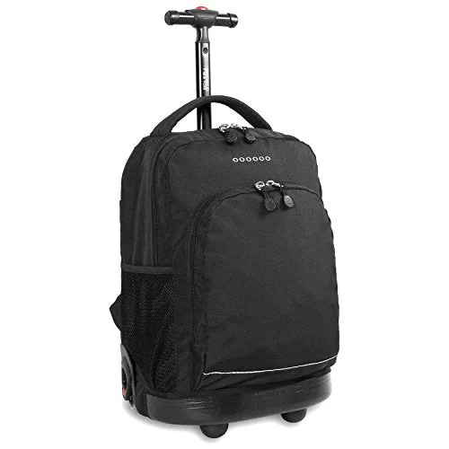 heavy-duty travel backpack for long trips -Durable backpack for adventures-J World New York Sunny Rolling Backpack, Black, One Size