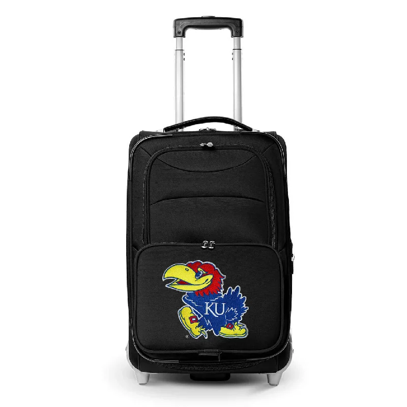 suitcase that fits gym clothes and work attire-suitcase with chic style-Jayhawks Carry On Luggage | Kansas Jayhawks Rolling Carry On Luggage