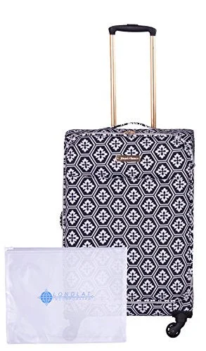 suitcase with multiple grab points for lifting-suitcase with artistic designs-Jenni Chan Adra 2-Piece Set 24" Upright Spinner +311 Bag, Black/White