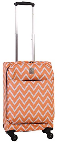 suitcase that allows quick access to essentials-suitcase for river travel-Jenni Chan Aria Madison 21 Inch Spinner Luggage, Orange, One Size