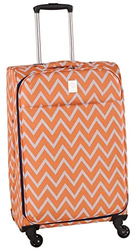 suitcase that can be stored compactly-suitcase for mild weather-Jenni Chan Aria Madison 28 Inch Spinner Luggage, Orange, One Size