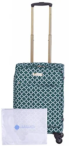 suitcase that can double as a mobile workstation-suitcase for oversized luggage-Jenni Chan Medley 2-Piece Set 20" Upright Spinner + 311 Bag, Green