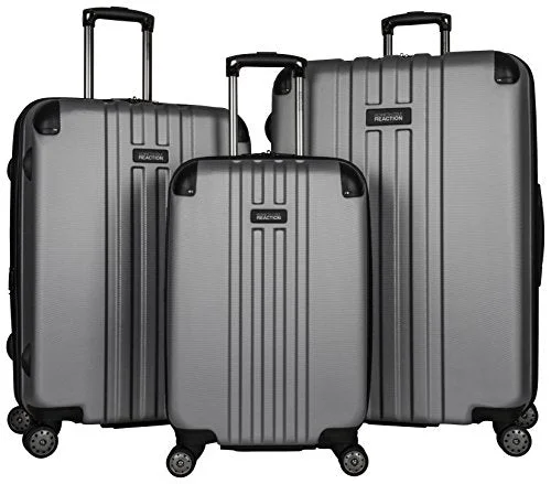 suitcase for solo and group travelers-suitcase lock cleaning-Kenneth Cole Reaction Reverb 3-Piece Luggage Set, Light Silver