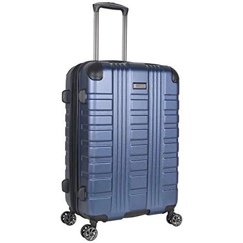 suitcase with interior moisture resistance-suitcase for packed luggage-Kenneth Cole Reaction Scott's Corner 24" Lightweight Hardside Expandable 8-Wheel Spinner Checked Suitcase with TSA Lock, Navy