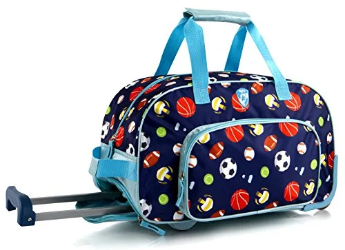 premium sports bag with heavy-duty zipper -Sports bag for smoothies-Kids 18 Inch Rolling Duffel Bag Shoulder Bag - Sports [Blue]