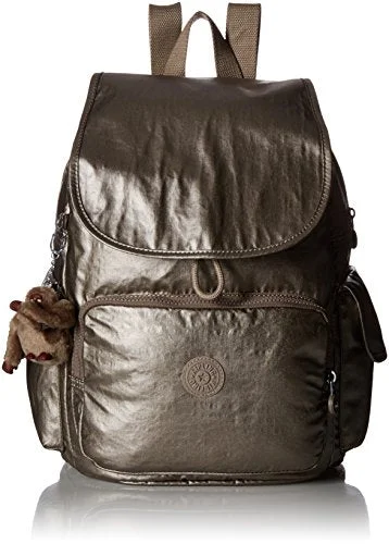 stylish travel backpack for women -Backpack for lagoon trips-Kipling Women'S Ravier Medium Solid Backpack, Metallic Pewter