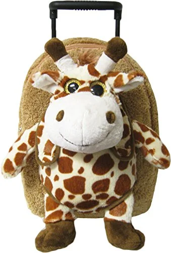 comfortable rolling backpack for work -Backpack for clear trails-Kreative Kids Adorable Giraffe Plush Rolling Backpack W/ Shiny Eyes, Removable Stuffed Toy & Wheels