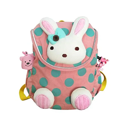 backpacks for business travelers with document sleeve-Backpacks with glowing logos-labebe - Toddler Travel Backpack, Small Backpack for Girls, Kid/Baby Snack Bag, Cute/Kawaii Rucksack, Knapsack with Anti-Lost Leash, Pink Bunny Mini Bag, Stuffed Animal Rucksack with Harness for child