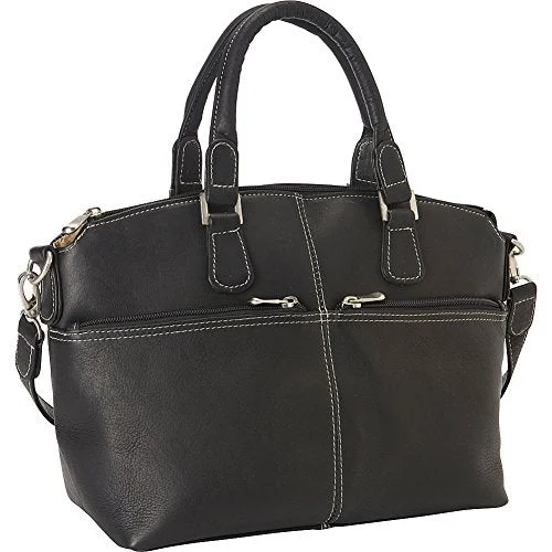 suitcase with expandable storage options-suitcase with tough lining-Le Donne Leather Classic Satchel (Black)