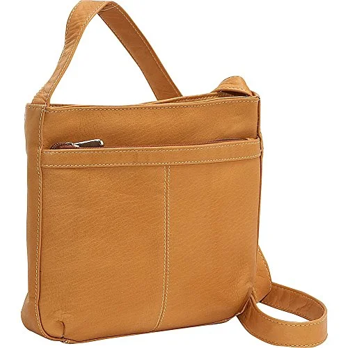 suitcase for digital nomads-suitcase cleaning for spills-Le Donne Leather Shoulder Bag W/Exterior Zip Pocket (Tan)