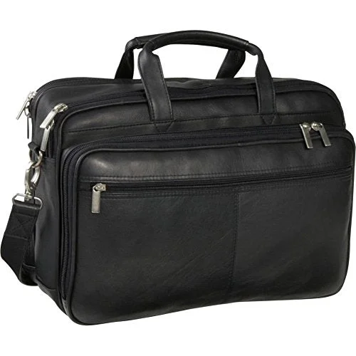 suitcase for pilots-suitcase for smart packing-Le Donne Leather Two Compartment Computer Brief (Black)