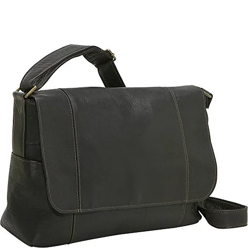 suitcase for musicians-suitcase for chic travelers-Ledonne Leather Flap Over Shoulder Bag, Black