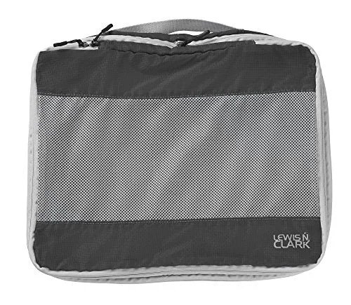 suitcase that fits in European trains-suitcase with bold patterns-Lewis N Clark Electrolight Packing Cube Large, Charcoal, One Size