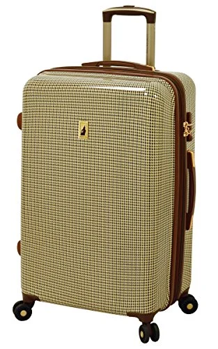 suitcase for honeymoon trips-suitcase for month-long trip-London Fog Cambridge 25" Expandable Hardside Spinner, Olive Plaid