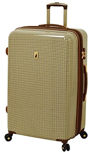 suitcase with scratch-resistant coating-suitcase with silent wheels-London Fog Cambridge 29" Expandable Hardside Spinner, Olive Plaid