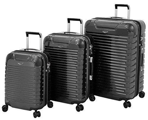 suitcase that won’t crack under pressure-suitcase for rainy weather-London Fog Dover 3 Piece Hardside Expandable Spinner Luggage Set (Smokey Grey)