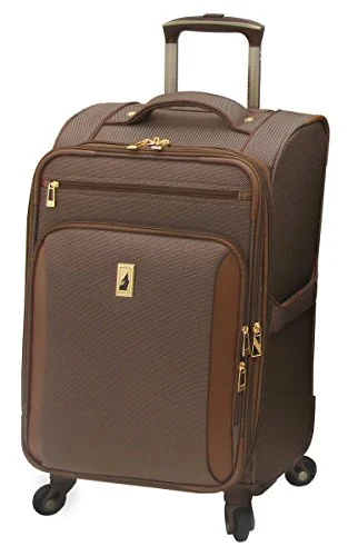 suitcase for eco-conscious travelers-suitcase for toddlers-London Fog Kensington 21 Inch Expandable Spinner Carry-On, Bronze, One Size