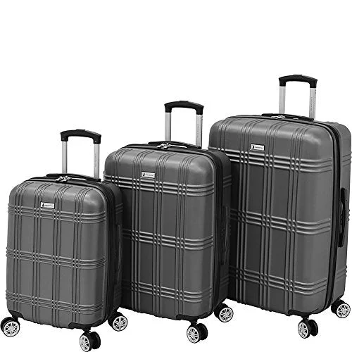 suitcase for cruise travel-suitcase lock reset guide-London Fog Kingsbury 3 Piece Expandable Hardside Spinner Luggage Set (Titanium)