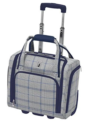 suitcase for kids travel-suitcase for outdoor adventure-London Fog Knightsbridge Hl 15" Under Seat Bag, Grey/Navy Plaid