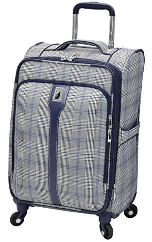 suitcase with USB port-suitcase packing for summer-London Fog Knightsbridge Hl 21" Expandable Spinner, Grey/Navy Plaid