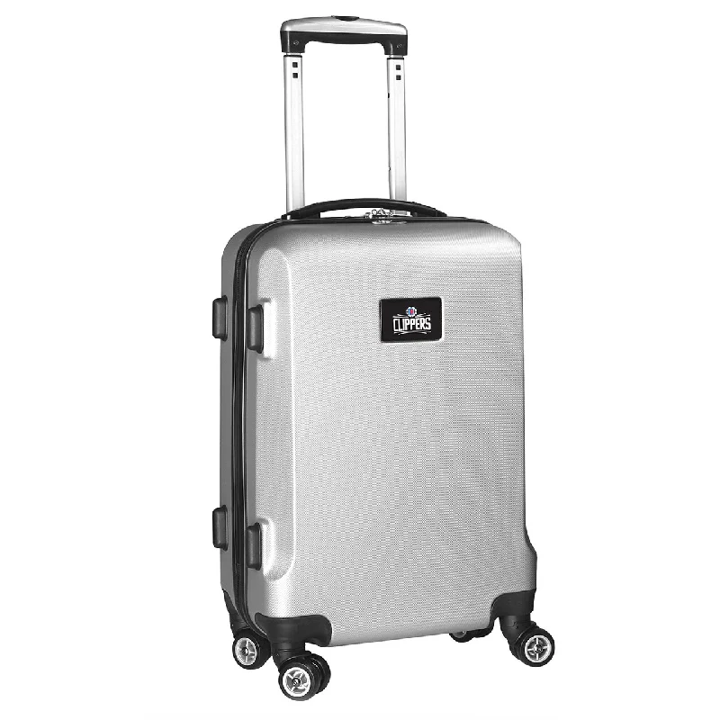 suitcase with ergonomic handles-suitcase with solid straps-Los Angeles Clippers 20" Silver Domestic Carry-on Spinner