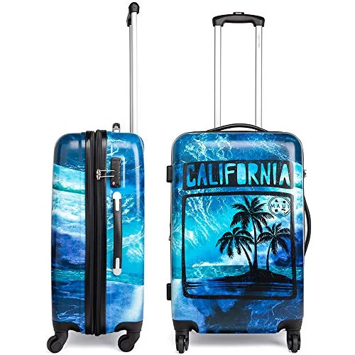 suitcase for frequent cross-border travel-suitcase with thick lining-Maui and Sons California Expandable Hardside Spinner Luggage with TSA Lock (24")