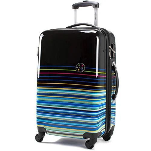 suitcase with maximum impact protection-suitcase packing for warm days-Maui and Sons Stripes Expandable Hardside Spinner Luggage with TSA Lock (24")