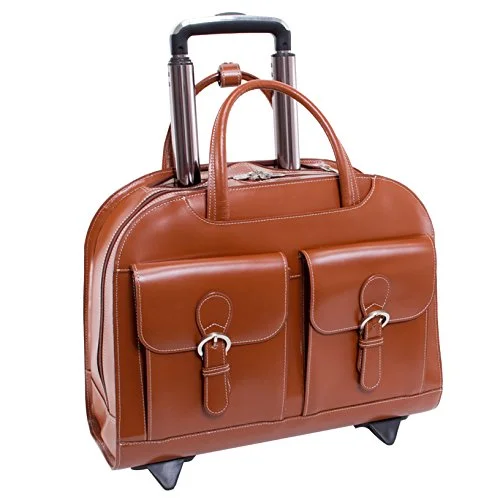 suitcase with reinforced stitching-suitcase zipper repair-Mcklein Usa Davis Brown 15.6" Leather Ladies' Laptop Case (96184A)