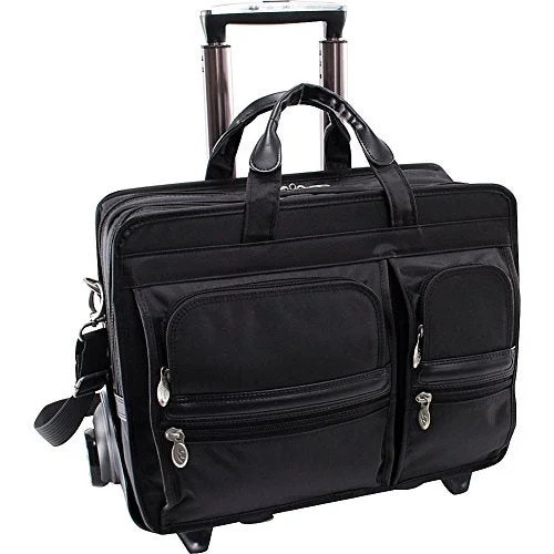 suitcase with double spinner wheels-suitcase for summer trip-Mckleinusa Clinton 58445 Black 17 Detachable-Wheeled Laptop Case