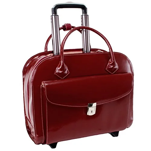 suitcase for emergency travel-suitcase for long flights-Mckleinusa Granville 96146A Red Wheeled Ladies' Laptop Case