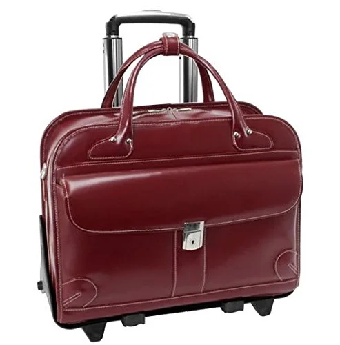 suitcase with detachable garment bag-suitcase handle replacement-Mckleinusa Lakewood 96616 Red Leather Fly-Through Checkpoint-Friendly Detachable-Wheeled Ladies'