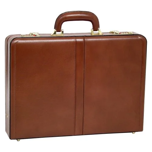 suitcase with best hardshell material-suitcase for elderly travelers-Mckleinusa Reagan 80444 Brown Leather Attache Case