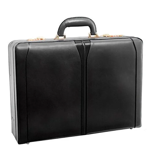 suitcase with best impact resistance-suitcase for road trip-Mckleinusa Turner 80485 Black Leather Expandable Attache Case