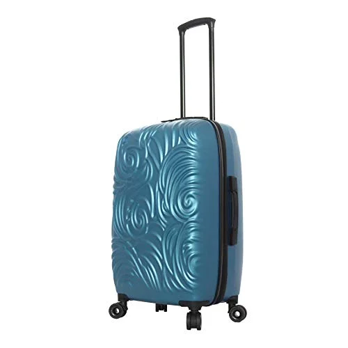 suitcase with smart travel-friendly features-suitcase cleaning for spots-Mia Toro Italy Swirl Hard Side 24 Inch Spinner, Sky Blue