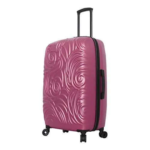 suitcase with premium leather finish-suitcase for small travelers-Mia Toro Italy Swirl Hard Side 28 Inch Spinner, Rose