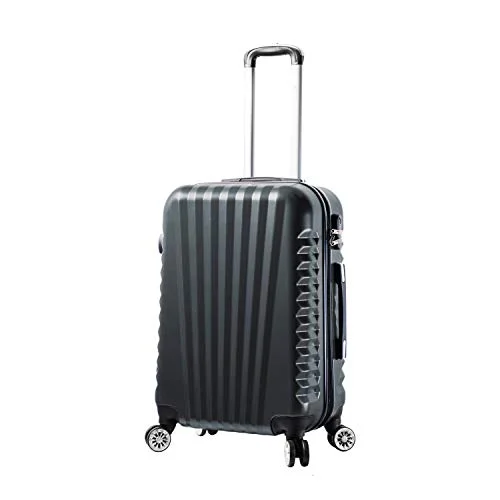 suitcase with ergonomic handles-suitcase with tough seams-Mia Toro Mia Viaggi Italy Catania Hardside 24 Inch Spinner, Black