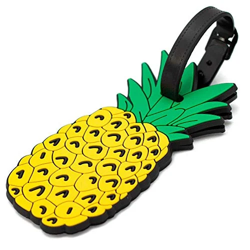 suitcase with a space-saving folding design-suitcase for costly items-Miami CarryOn Novelty Collection Luggage ID Tags (2-Piece) (Pineapple)