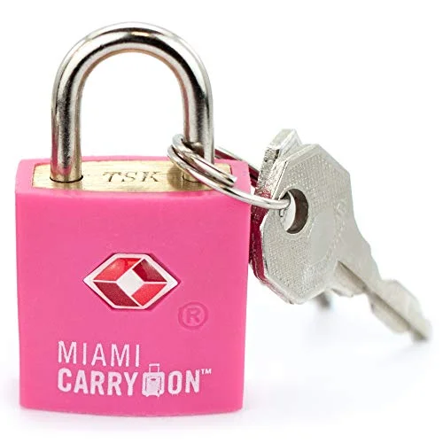 suitcase with the best interior design-suitcase repair guide-Miami CarryOn TSA Approved Padlock - TSA Keyed Luggage Lock, 0.9 Inch Wide - Pink