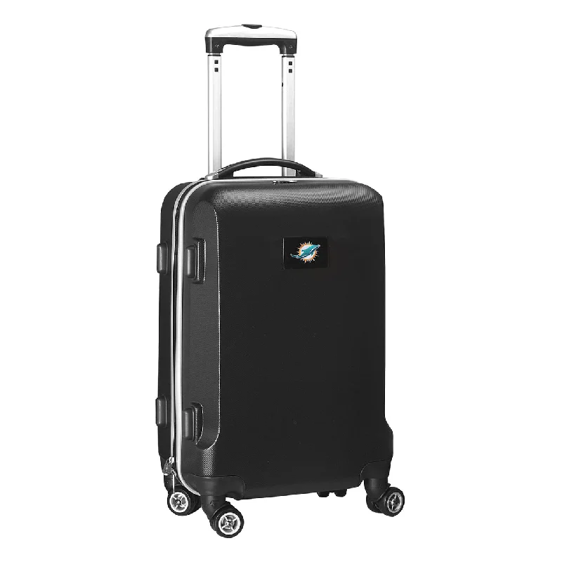 suitcase that helps reduce travel stress-suitcase with heavy stitching-Miami Dolphins 20" Hardcase Luggage Carry-on Spinner