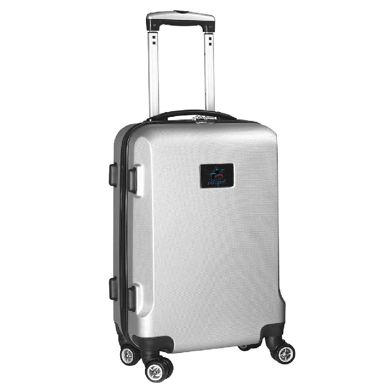 suitcase with detachable interior sections-suitcase with firm grip-Miami Marlins 20" Silver Domestic Carry-on Spinner