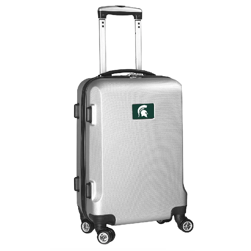 suitcase with easy-access compartments-suitcase with double zipper-Michigan State Spartans 20" Silver Domestic Carry-on Spinner