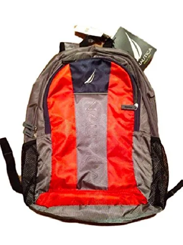 expandable minimalist backpack for smart travel -Travel backpack for outdoor-Nautica Backpack Nxr6147 17 Bpk Dark Grey Mack Orange Navy Laptop Bag