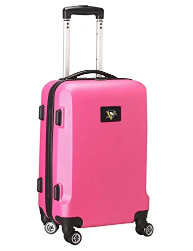 suitcase with separate laundry compartment-suitcase with side pockets-Nhl Pittsburgh Penguins Carry-On Hardcase Spinner, Pink