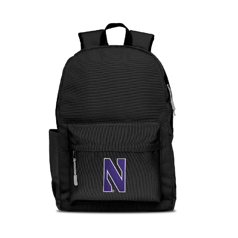 backpacks for camping enthusiasts with sleeping pad strap-Backpacks with floral designs-Northwestern Campus Laptop Backpack- Black