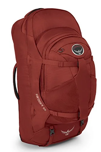 stylish college backpack with USB port -Backpack for outdoor photography-Osprey Packs Farpoint 55 Travel Backpack, Jasper Red, Medium/Large