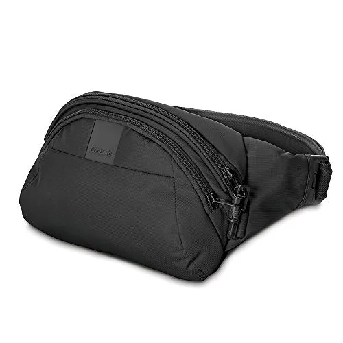 suitcase for remote workers-suitcase rain cover-Pacsafe Metrosafe Ls120 Anti-Theft Hip Pack, Black